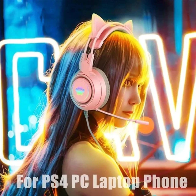 Alt view image 3 of 5 - Gemdeck Wired Headphones Cute Cat Ear Bluetooth Foldable Headphones Gift Silver Black