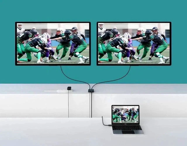 Alt view image 5 of 7 - MT-VIKI Powered 1 in 2 Out HDMI Splitter 1x2 4K@30Hz Mirror Duplicate Dual Monitor Splitter with Power Adapter for PS4 Fire Stick HDTV Projector