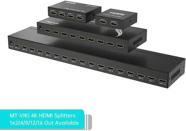 Alt view image 6 of 7 - MT-VIKI Powered 1 in 2 Out HDMI Splitter 1x2 4K@30Hz Mirror Duplicate Dual Monitor Splitter with Power Adapter for PS4 Fire Stick HDTV Projector