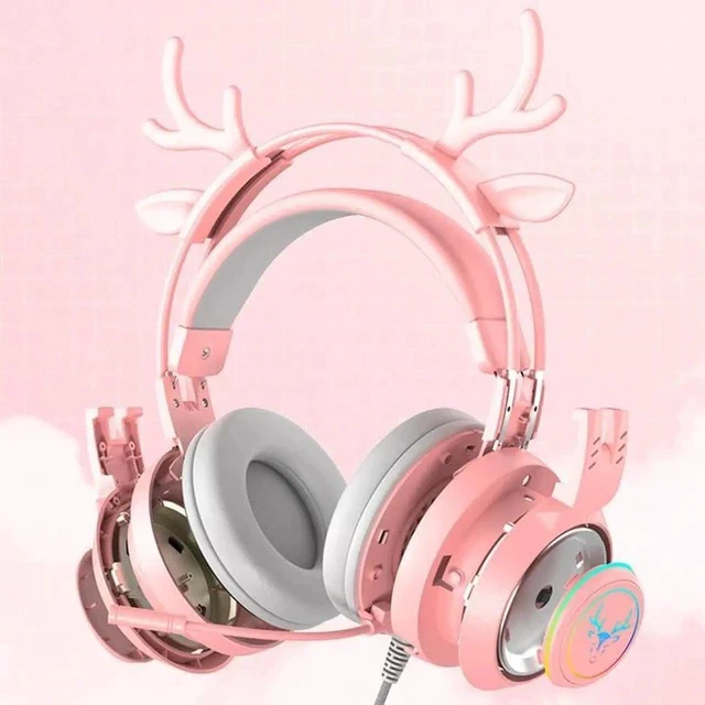Alt view image 4 of 7 - Gemdeck Wired Headphones Cute Antler Bluetooth Foldable Headphones Gift Blue