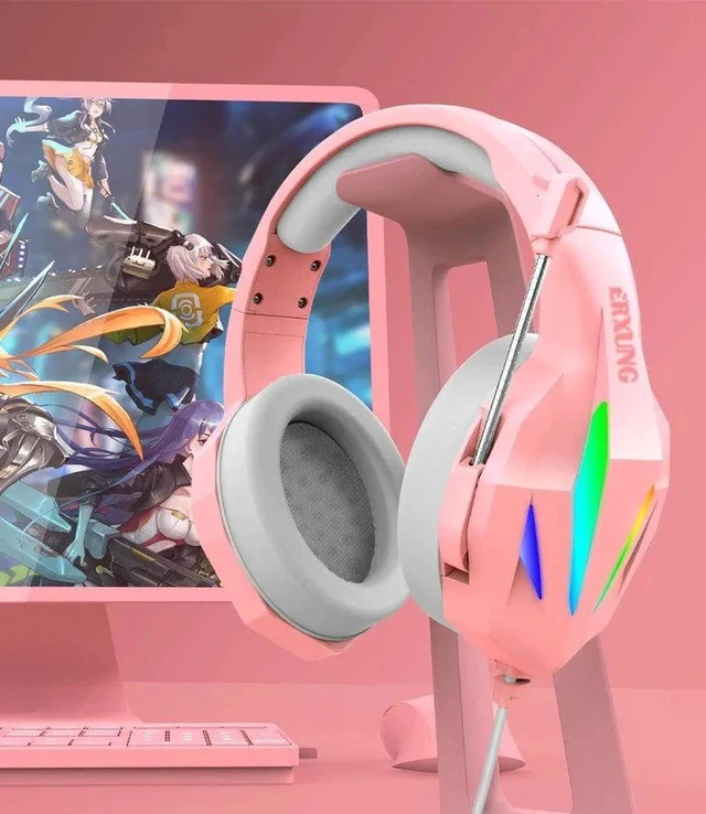 Alt view image 2 of 7 - Aomoproing Gemdeck PC Gaming Headset Over-Ear Gaming Headphones with Mic LED Light Noise Cancelling Red