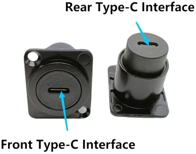Alt view image 4 of 6 - D Type Panel Mount Adapter Coupler USB Type C 3.1 Female to Female Panel Fixed Pass Through Module Extension Converter Data Transmission for Audio Video Network Equipment