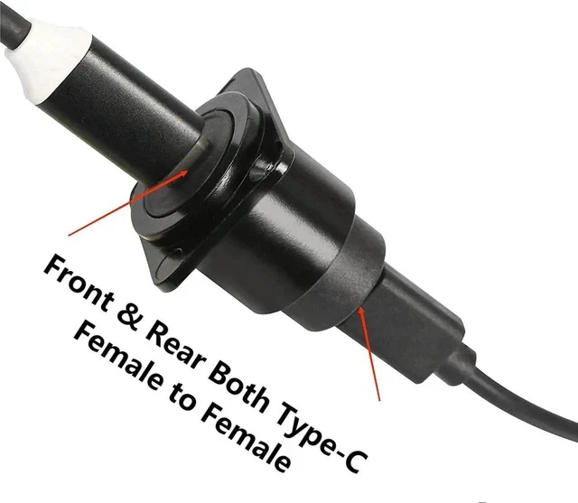 Alt view image 5 of 6 - D Type Panel Mount Adapter Coupler USB Type C 3.1 Female to Female Panel Fixed Pass Through Module Extension Converter Data Transmission for Audio Video Network Equipment