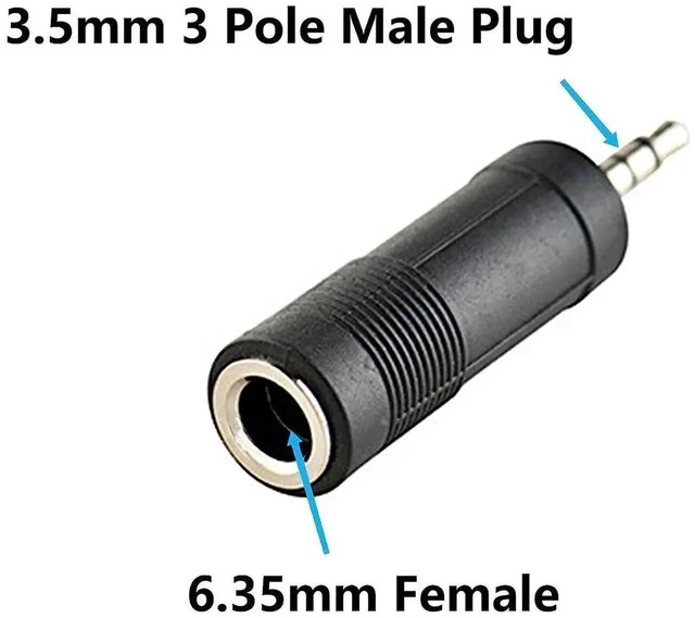Alt view image 6 of 6 - 3.5mm 3 Pole Male Plug to 6.35mm Female Stereo Jack Audio Adapter 1/4 inch Female to 1/8 inch Male Headphone Microphone Converter Connector 2-Pack