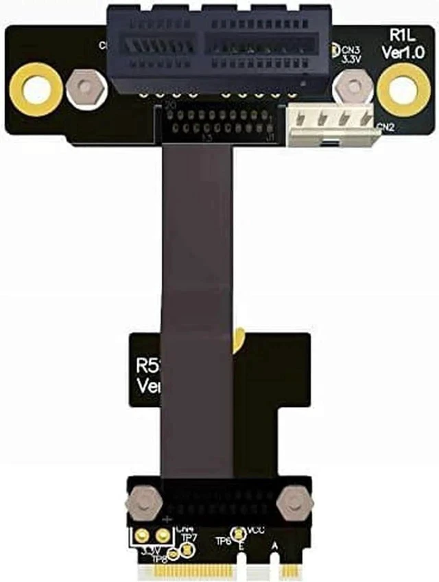 Alt view image 3 of 5 - ADT-LINK M.2 WiFi A.E Key A+E to PCI-e 4X x4 Riser Extender Adapter Card Ribbon Gen3.0 Cable AE Key A E for PCIE 3.0 x1 x4 x16 M2 Card (100cm,R52SL)