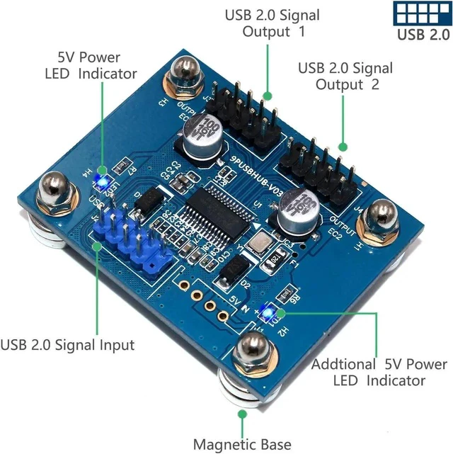 Alt view image 5 of 6 - 1X2 Motherboard USB 2.0 9pin Header 1 to 2 Extension Hub Splitter Adapter-Converter MB USB 2.0 Male to 2 Male-30CM 9-pin Cable