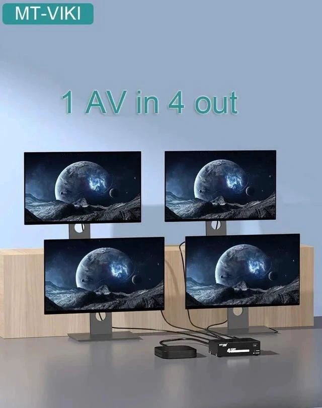 Main image of MT-VIKI 1 in 4 Out 3 RCA Splitter Composite AV Video Audio Distribution Splitter for DVD VCR Camera STB