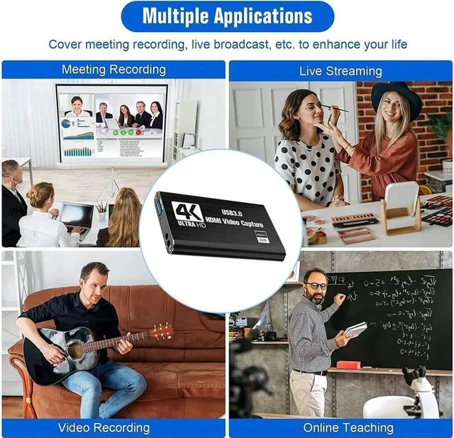Alt view image 5 of 7 - 4K USB3.0 HDMI capture card Video game live broadcast USB3.0 capture card HDMI capture with Micr & HDMI Loop-Out, Support EDIC HDCP 2.2 Work with PS4/PC/OBS/DSLR/Camera