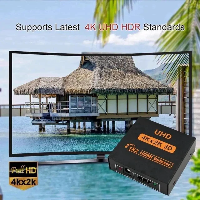 Alt view image 5 of 7 - 2 Port 1 in 2 Out HDMI 1.4 Splitter Switcher Converter, 1x2 Mirror Distributor Support 4Kx2K@30Hz 1080P 3D Digital Audio, Black