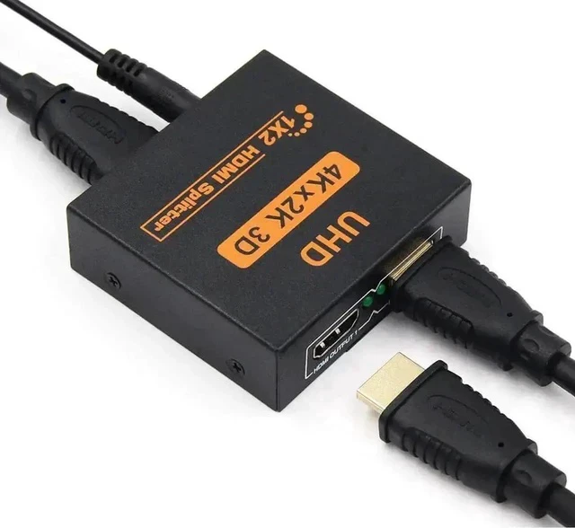 Alt view image 7 of 7 - 2 Port 1 in 2 Out HDMI 1.4 Splitter Switcher Converter, 1x2 Mirror Distributor Support 4Kx2K@30Hz 1080P 3D Digital Audio, Black