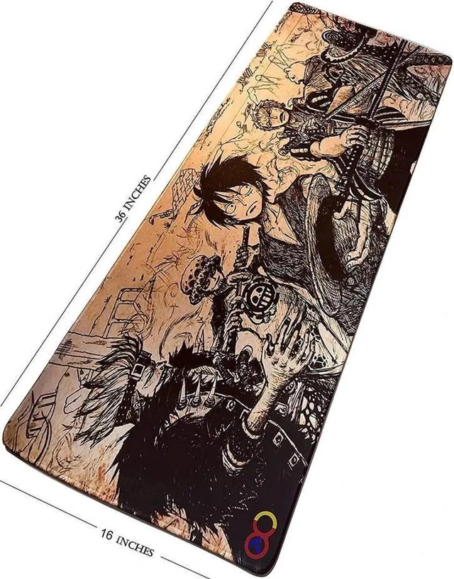 Alt view image 2 of 6 - Anime One Piece Mouse Pad,Extended Gaming Mouse Pad with Stitched Edges, Large Mouse pad with Non-Slip Rubber Base for Work & Gaming, Office & Home, 35.4x15.7inch