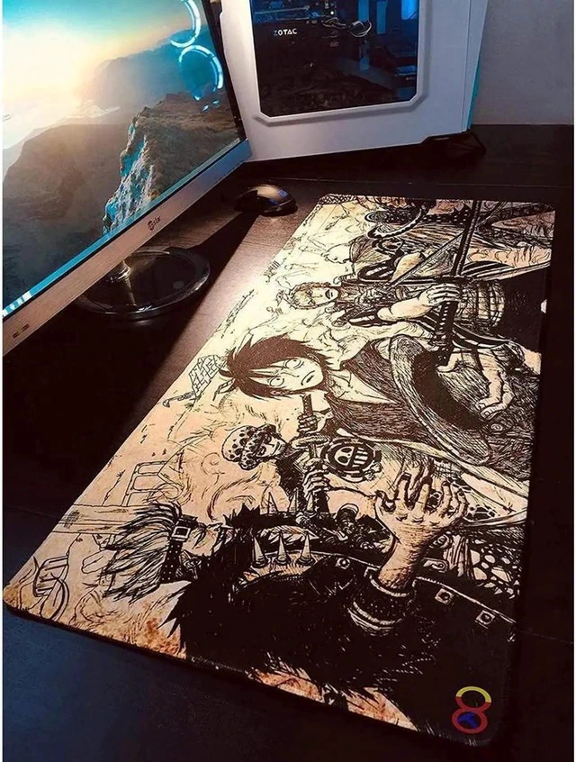 Alt view image 5 of 6 - Anime One Piece Mouse Pad,Extended Gaming Mouse Pad with Stitched Edges, Large Mouse pad with Non-Slip Rubber Base for Work & Gaming, Office & Home, 35.4x15.7inch
