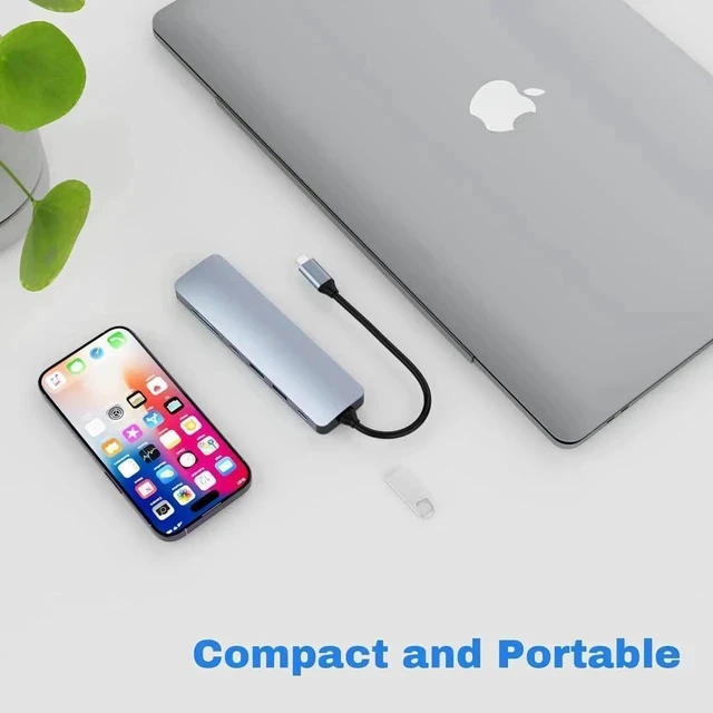 Alt view image 2 of 7 - USB C Hub, USB Hub to HDMI Multiport, USB C Dongle Adapter 7 in 1 with 4K HDMI Output, 2*USB 3.0 Ports,SD/Micro SD Card Reader,100W PD, USB C Data Port For Type C Devices