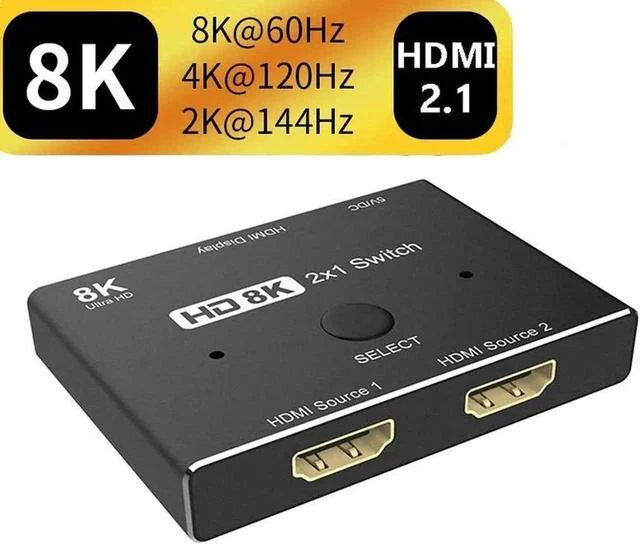 Main image of HDMI 2.1 Directional Switch 2 in 1 Out, 48Gbps High Speed 8K@60Hz 4K@120Hz HDMI Selector Converter Adapter for Game Consoles Monitors TVs