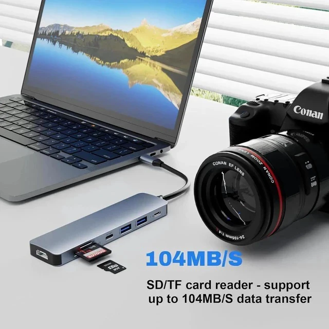 Alt view image 7 of 7 - USB C Hub, USB Hub to HDMI Multiport, USB C Dongle Adapter 7 in 1 with 4K HDMI Output, 2*USB 3.0 Ports,SD/Micro SD Card Reader,100W PD, USB C Data Port For Type C Devices