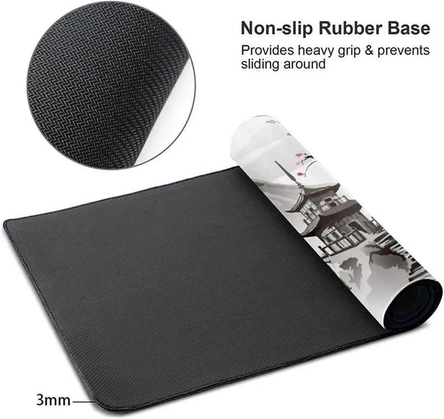 Alt view image 5 of 5 - Cherry Blossom White Gaming Mouse Pad XL Extended Large Mouse Mat Desk Pad Stitched Edges Mousepad Long Nonslip Rubber Base Mice Pad 31.5 X 11.8 Inch