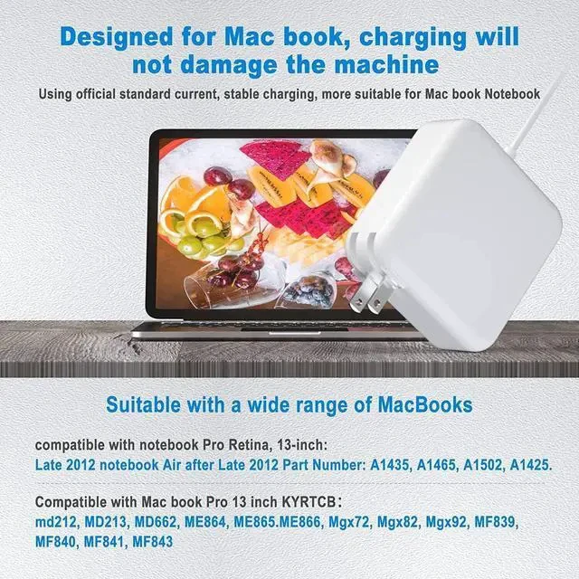 Alt view image 3 of 6 - 60W MagSafe 2 T-Tip Power Charger For MacBook Pro Retina (MD565LL/A) AC Adapter