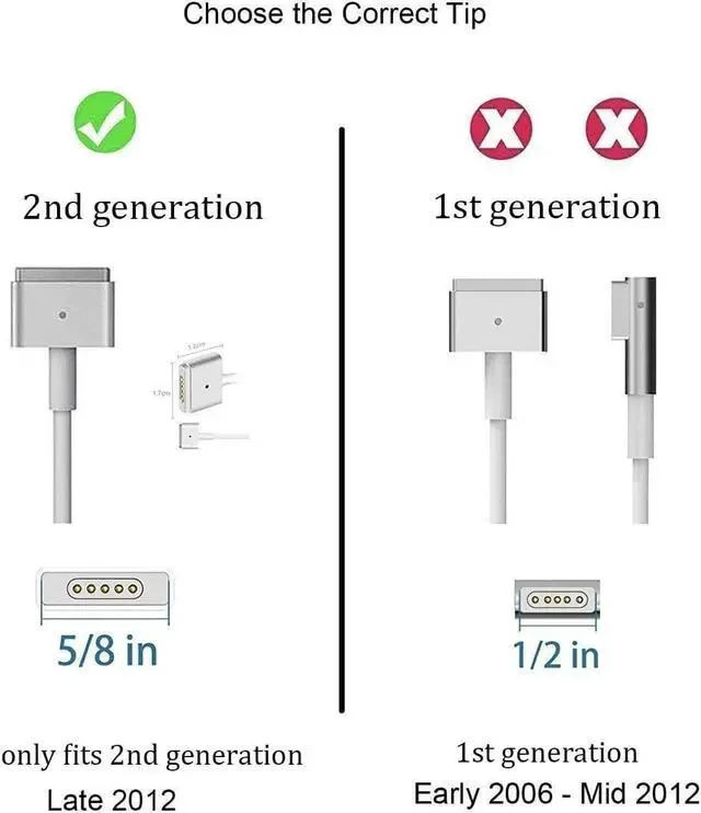 Alt view image 6 of 6 - 60W MagSafe 2 T-Tip Power Charger For MacBook Pro Retina (MD565LL/A) AC Adapter