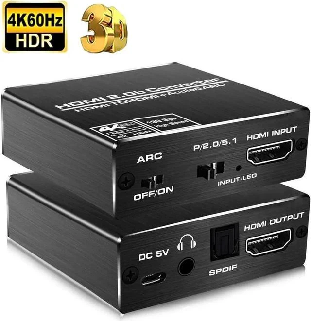Main image of Aluminum Shell HDMI Audio Extractor Splitter 4K@60Hz hdmi to hdmi SPDIF 3.5mm Audio Adapter Converter Output Support 18Gbps, HDCP 2.2 1080P@120Hz 1080P@144Hz 3D Compatable for PS4 Fire