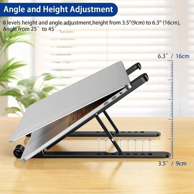 Alt view image 7 of 7 - LS01 Pro Ergonomic Laptop Stand Plastic Laptop Riser Portable and Adjustable Notebook Computer Holder Compatible with 10-15.6 Laptops (Black)