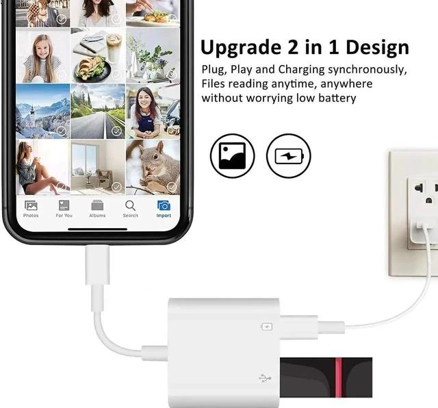 Alt view image 2 of 7 - Lightning to USB 3.0 OTG Adapter for iPhone iPad USB Camera Adapter with Fast Charging Port