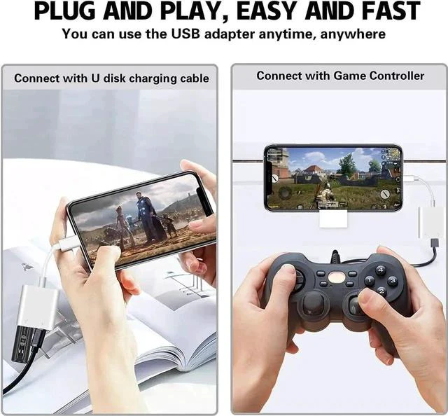Alt view image 6 of 7 - Lightning to USB 3.0 OTG Adapter for iPhone iPad USB Camera Adapter with Fast Charging Port