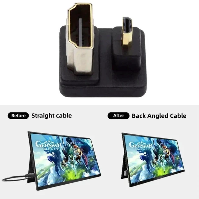 Alt view image 4 of 7 - 2 Pack 180 Degree Micro HDMI Male to Standard HDMI Female Angled Adapter, 4K@60Hz Bi-Directional Extender Connector for Action Camera, Tablet, Laptop