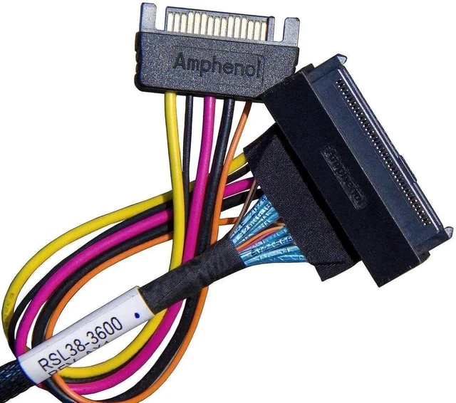 Alt view image 5 of 5 - 50CM Internal HD Mini SAS Cable SFF-8643 to U.2 SFF-8639, 12Gbps NVMe SSD Server Storage Cable with SATA Power