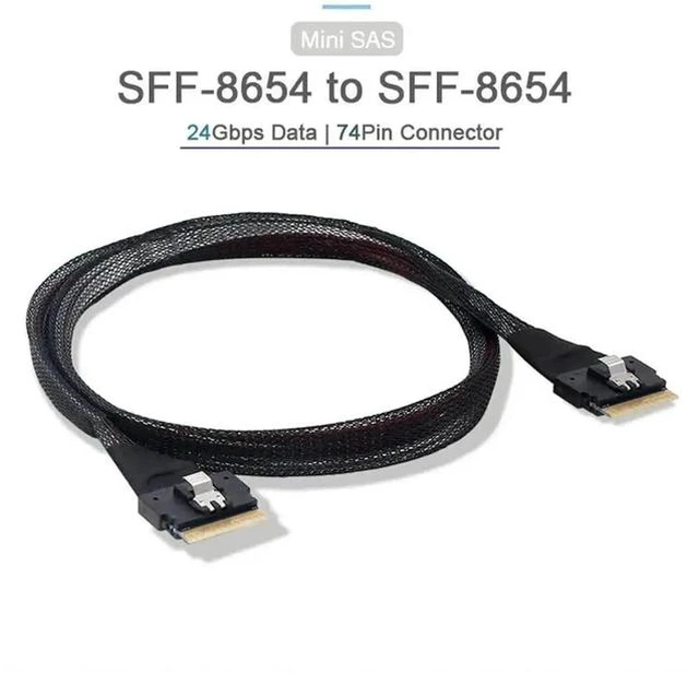 Alt view image 6 of 7 - 50cm PCIe 4.0 Slimline SAS Cable, SFF-8654 8i 74Pin Host to SFF-8654 74Pin Target Server Storage Cable