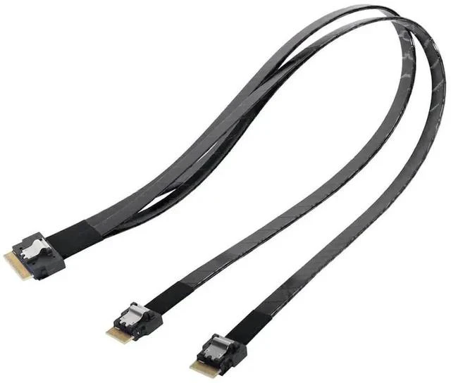Alt view image 3 of 7 - 50cm PCIe 4.0 Slimline SAS Fanout Cable, SFF-8654 8i 74Pin Host to Dual SFF-8654 4i 38Pin Target Ultraport Server Storage Cable