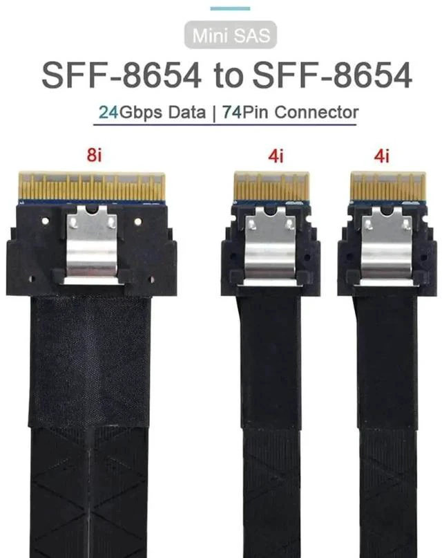 Alt view image 5 of 7 - 50cm PCIe 4.0 Slimline SAS Fanout Cable, SFF-8654 8i 74Pin Host to Dual SFF-8654 4i 38Pin Target Ultraport Server Storage Cable