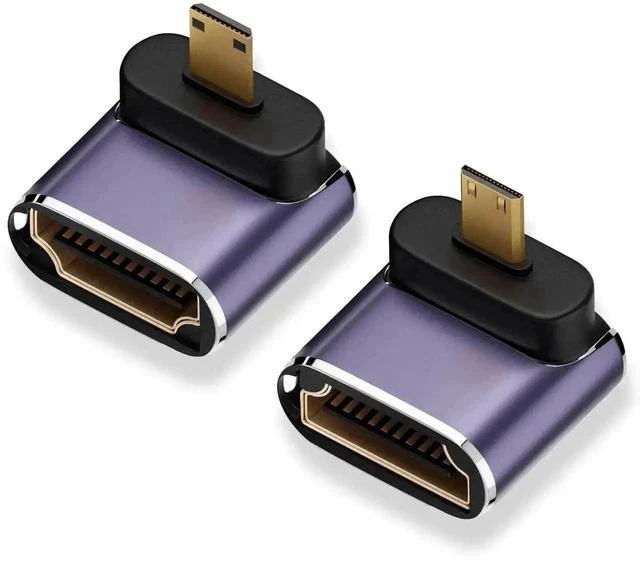 Main image of 2 Pack 90° Up & Down Right Angle Micro HDMI Male to Female Adapter, 8K Micro HDMI to HDMI Extender for Sony A6000 Raspberry Pi 4 GoPro Hero 7 Sport Cameras