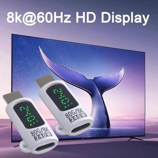 Alt view image 5 of 6 - USB Type C Extension Adapter 80Gbps, 240W USB C Extender Adapter Digital Display, 8K@60Hz Video Thunderbolt 5 Connector for Headphone,Game Controller, iPhone, Docking,OTG, White 2pcs