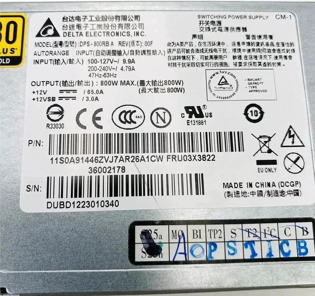Alt view image 2 of 4 - for RD630 640 530 800W Server Power Supply DPS-800RB A DPS-800RB C 03X4368