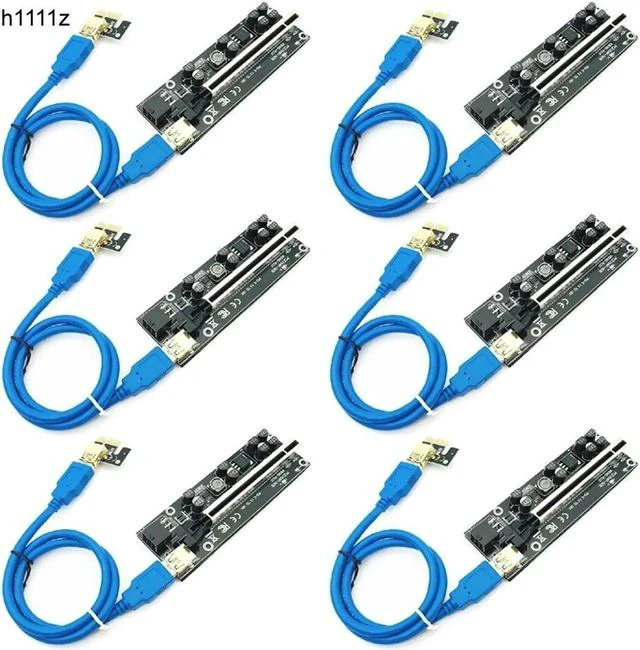 Main image of 6pcs est 009S PLUS USB 3.0 PCI-E Riser VER009 Express 1X 4x 8x 16x Extender pcie Riser Adapter Card SATA 15pin to 6 pin Power
