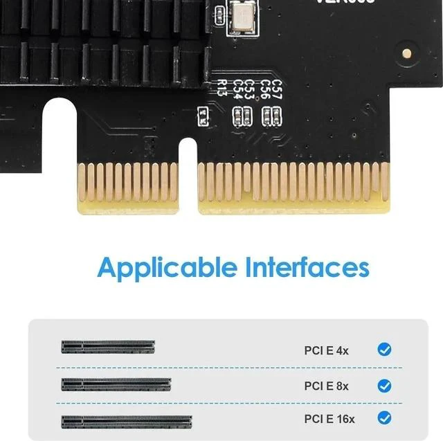 Alt view image 5 of 6 - PCI Express Multiplier Riser Card,PCI-E 4X to External 4 PCI-E USB 3.0 Converter Adapter Card 4 Ports for Bitcoin ETH Mining Miner Device(One Side Interface)