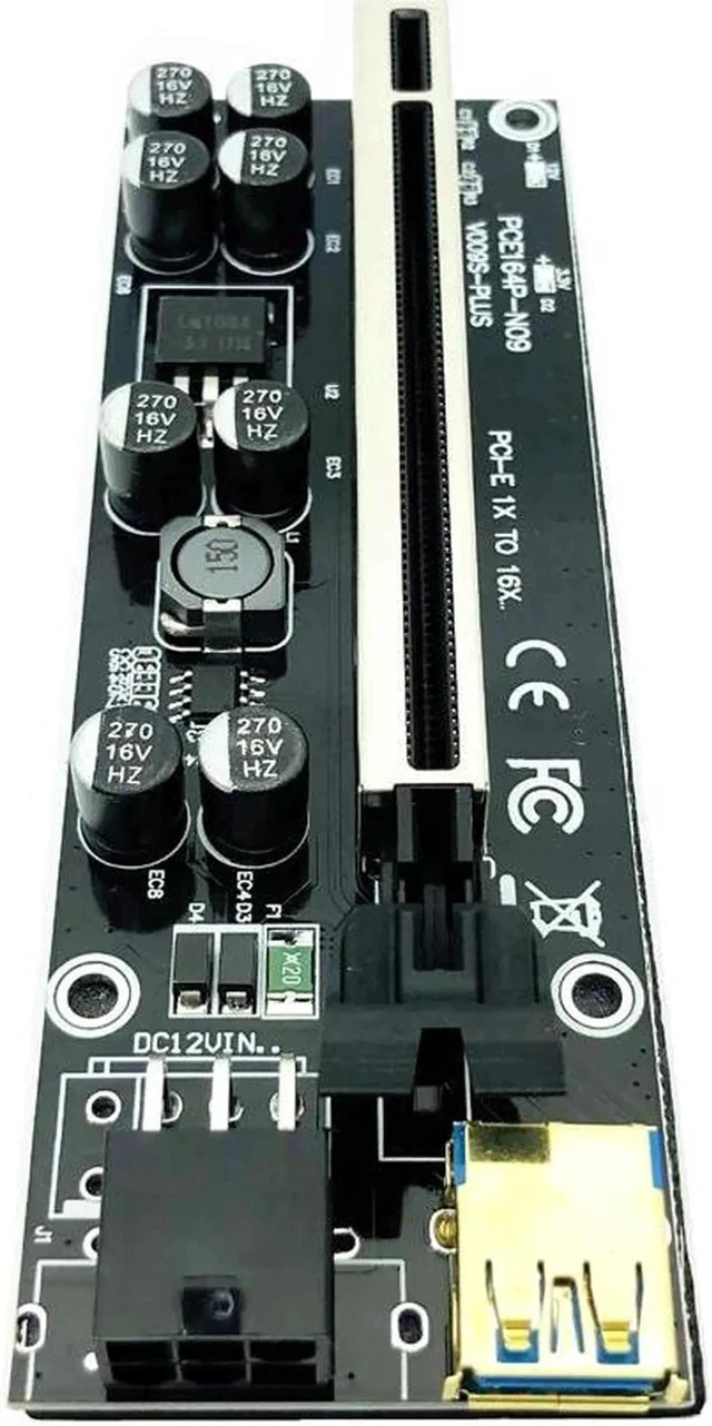 Alt view image 3 of 6 - 6pcs est 009S PLUS USB 3.0 PCI-E Riser VER009 Express 1X 4x 8x 16x Extender pcie Riser Adapter Card SATA 15pin to 6 pin Power