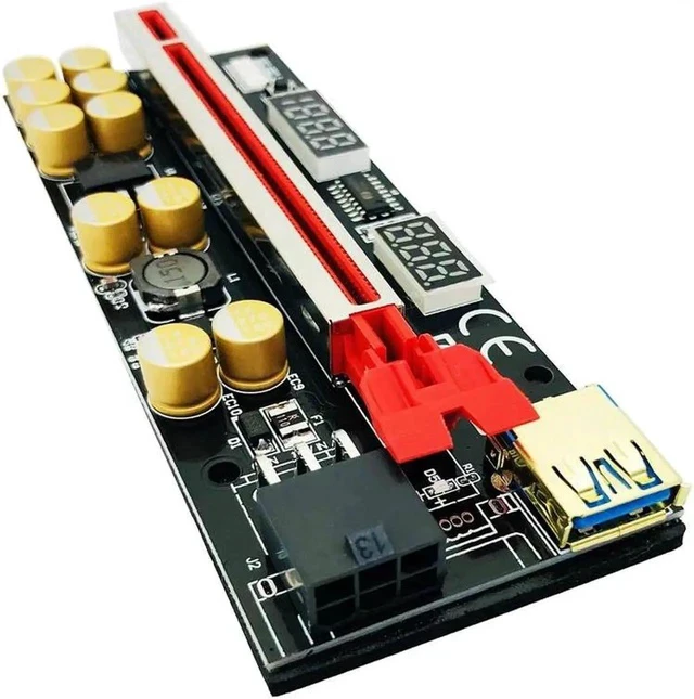 Alt view image 2 of 5 - 6PCS Riser 016 USB3.0 PCIE Riser PCI Express X16 Extender Adapter 016 GPU Riser Card SATA 15pin to 6pin Power Voltage Monitoring