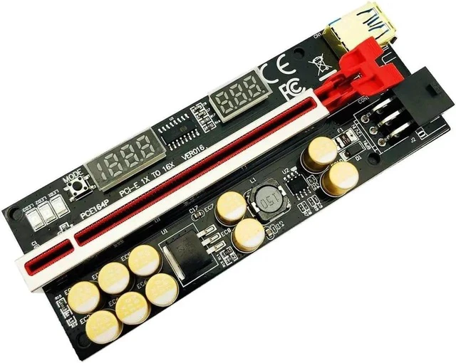 Alt view image 5 of 5 - 6PCS Riser 016 USB3.0 PCIE Riser PCI Express X16 Extender Adapter 016 GPU Riser Card SATA 15pin to 6pin Power Voltage Monitoring