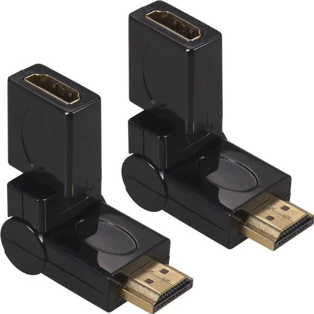 Main image of 2 Pack Rotatable HDMI 2.0 Male to Female Adapter, 360° Free Swivel 90°/180°/270° Adjustable Gold-Plated HDMI Extender Supports 4K 3D for HDTV Laptop Game Consoles
