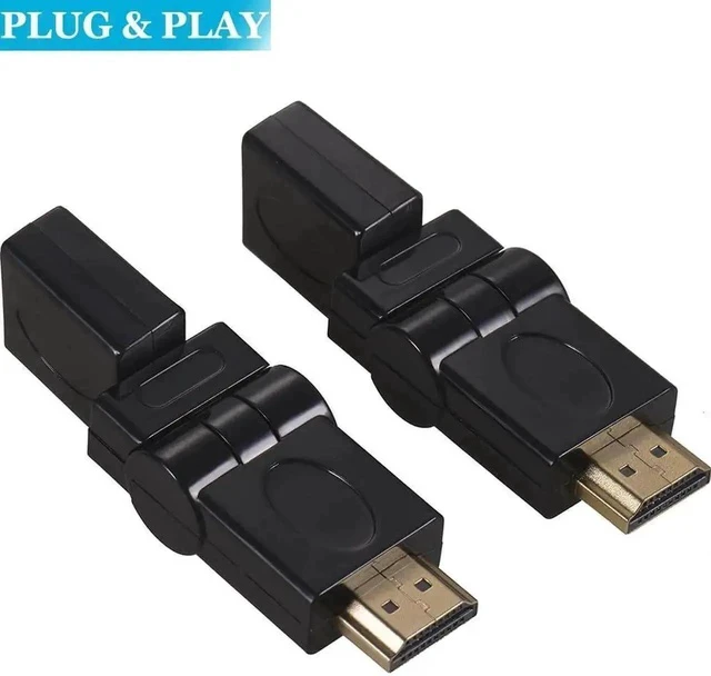 Alt view image 5 of 7 - 2 Pack Rotatable HDMI 2.0 Male to Female Adapter, 360° Free Swivel 90°/180°/270° Adjustable Gold-Plated HDMI Extender Supports 4K 3D for HDTV Laptop Game Consoles