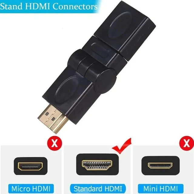 Alt view image 6 of 7 - 2 Pack Rotatable HDMI 2.0 Male to Female Adapter, 360° Free Swivel 90°/180°/270° Adjustable Gold-Plated HDMI Extender Supports 4K 3D for HDTV Laptop Game Consoles