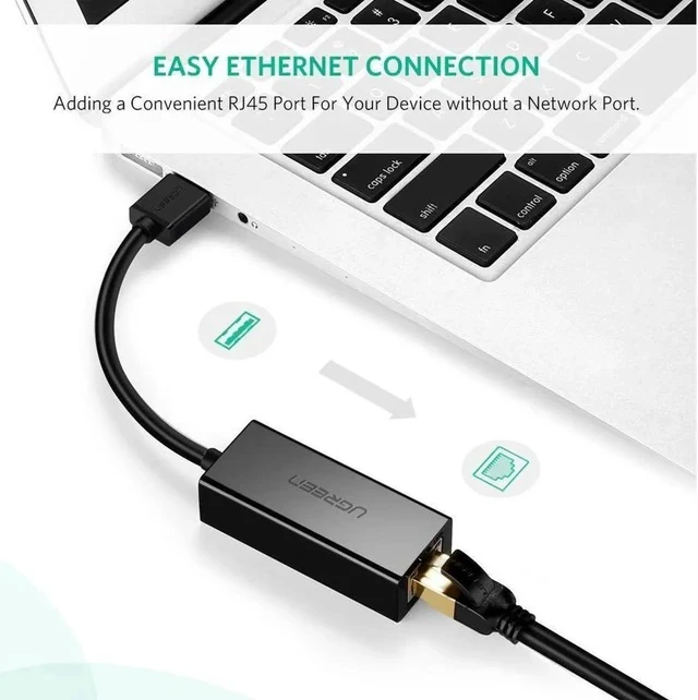 Alt view image 6 of 7 - USB Ethernet Adapter USB 2.0 Network Card to RJ45 Lan for Windows 10 Xiaomi Mi Box 3 Nintend Switch Ethernet USB, Black