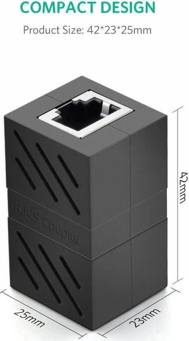 Alt view image 3 of 7 - Female to Female Network LAN Connector Adapter Coupler Extender RJ45 Ethernet Cable Extension Converter-Black