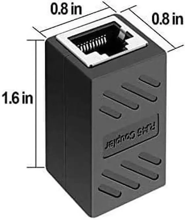 Alt view image 3 of 6 - 2 Pack Black Gigabit RJ45 In-Line Coupler, Female to Female Ethernet Cable Extender Connector Compatible with Cat5/Cat5e/Cat6/Cat7/Cat8 LAN Cables