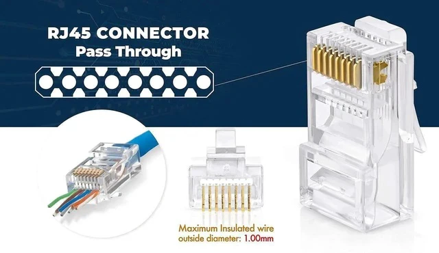 Alt view image 6 of 7 - Bundle 2 Items: RJ45 Crimp Tool + 200 Pack of Cat5e Pass Through Connectors
