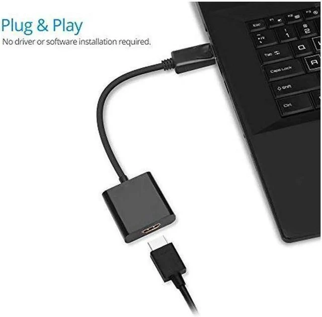 Alt view image 3 of 7 - DisplayPort to HDMI, Display Port to HDMI Adapter 1080P Gold Plated (Male to Female) for DisplayPort Enabled Desktops and Laptops to HDMI Converter Connect Displays, Black