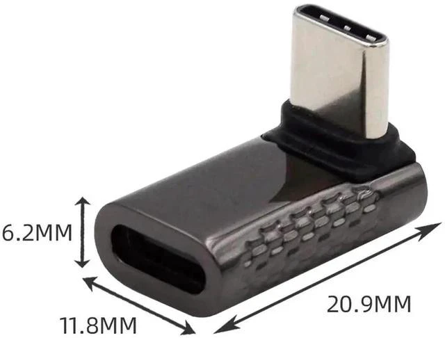 Alt view image 2 of 7 - Up & Down 90 Degree USB4 Type-C Male to Female Adapter, 20Gbps Data 100W PD Charging 8K Video Converter for USB4.0 Devices