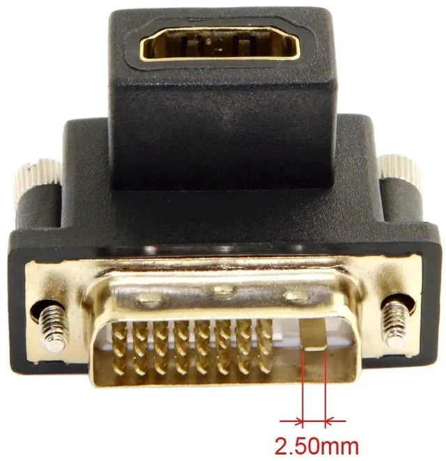 Alt view image 5 of 7 - 90 Degree Down Angled DVI Male to HDMI Female Bi-Directional Adapter, 4K/1080P Gold-Plated DVI HDMI Video Converter for PC, Graphics Card & HDTV