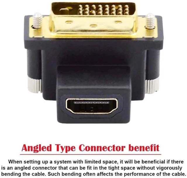 Alt view image 6 of 7 - 90 Degree Down Angled DVI Male to HDMI Female Bi-Directional Adapter, 4K/1080P Gold-Plated DVI HDMI Video Converter for PC, Graphics Card & HDTV